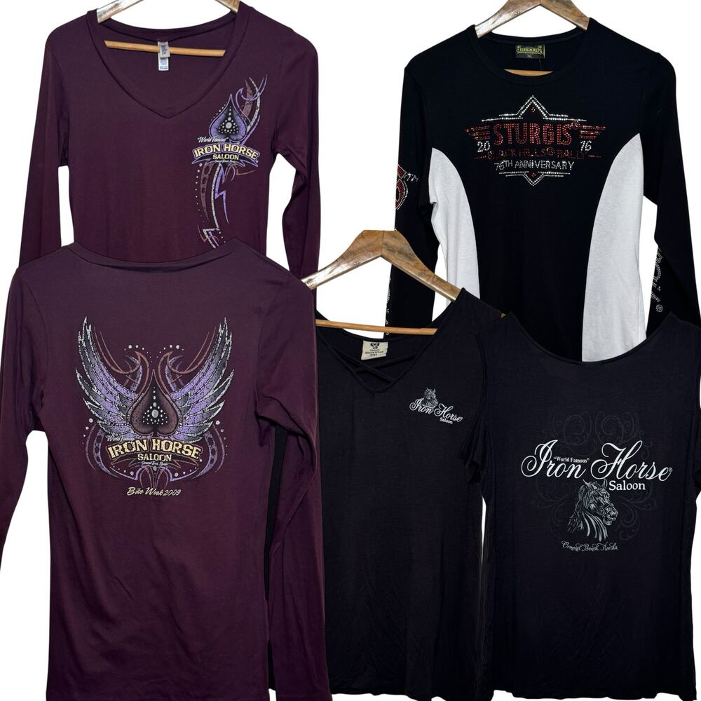 3 Womens XXL Biker Bar Rally Shirts Sturgis Iron Horse Saloon